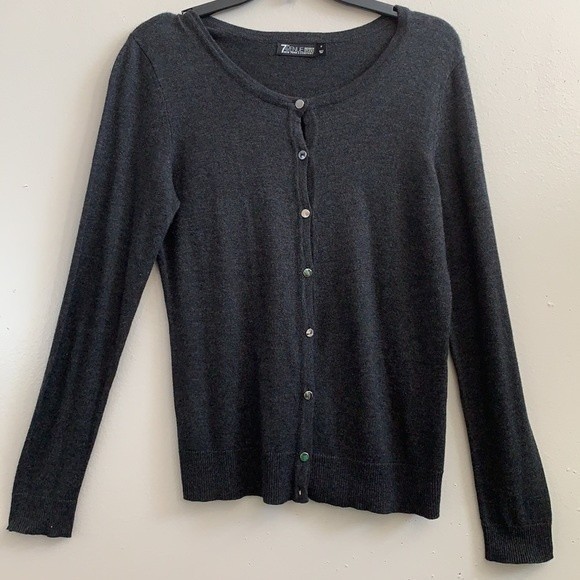 7th Avenue New York & Company Women's Medium Gray Cardigan Sweater - Picture 2 of 7